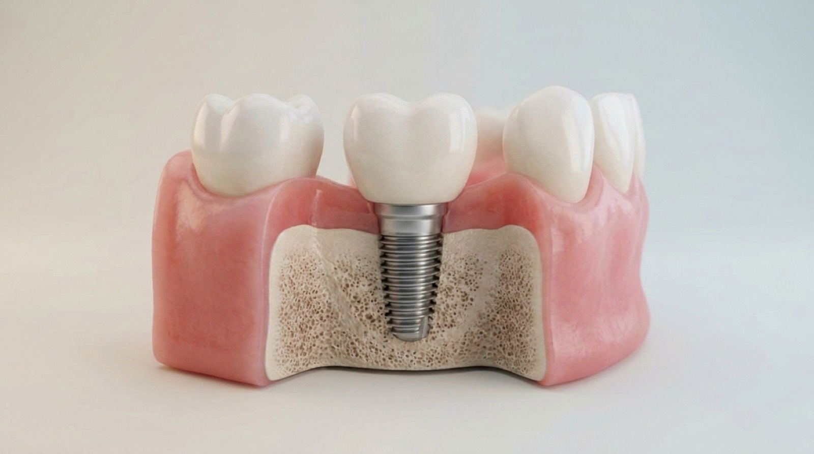 The finished crown fitted onto the implant